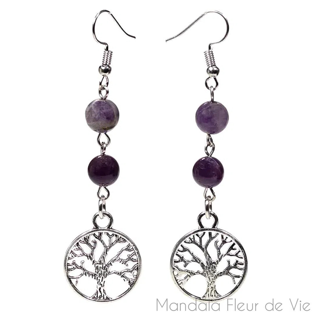 Boucles d'oreilles Arbre de Vie - Mandala Fleur de vie