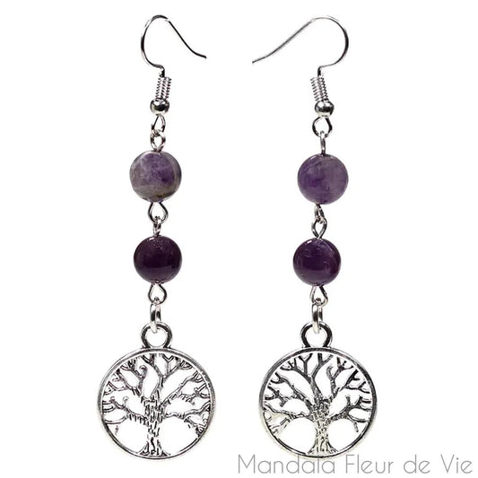 Boucles d'oreilles Arbre de Vie - Mandala Fleur de vie