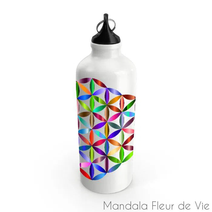 Bouteille Fleur de vie Arc-en-ciel Mandala Fleur de vie