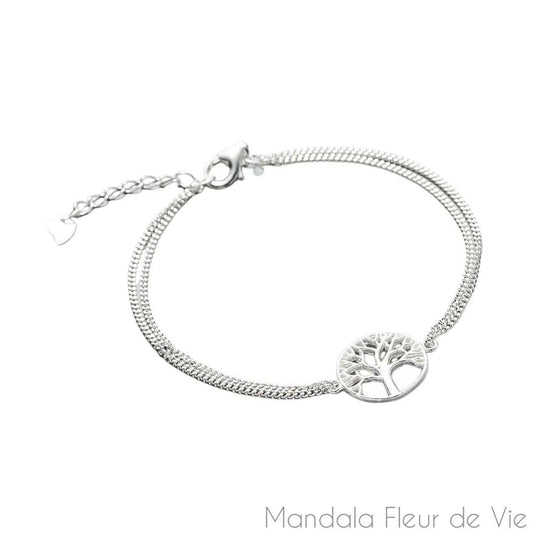 Bracelet Arbre de Vie Argent - Mandala Fleur de vie