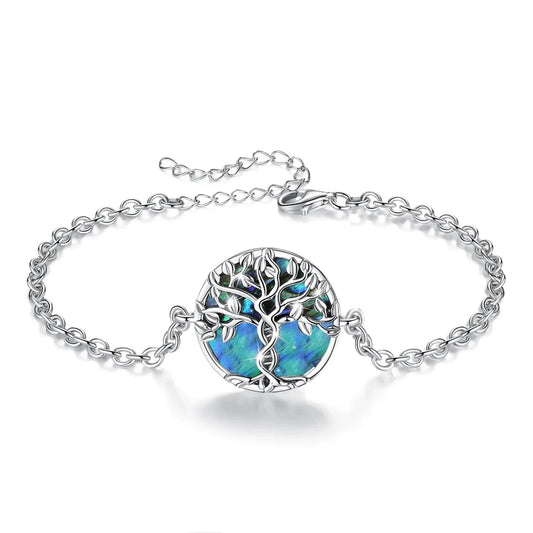 Bracelet Arbre de Vie en Argent et Coquille d'Ormeau - Mandala Fleur de vie