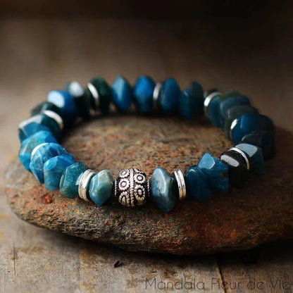 Bracelet Arbre de Vie Cœur en Apatite Bleue