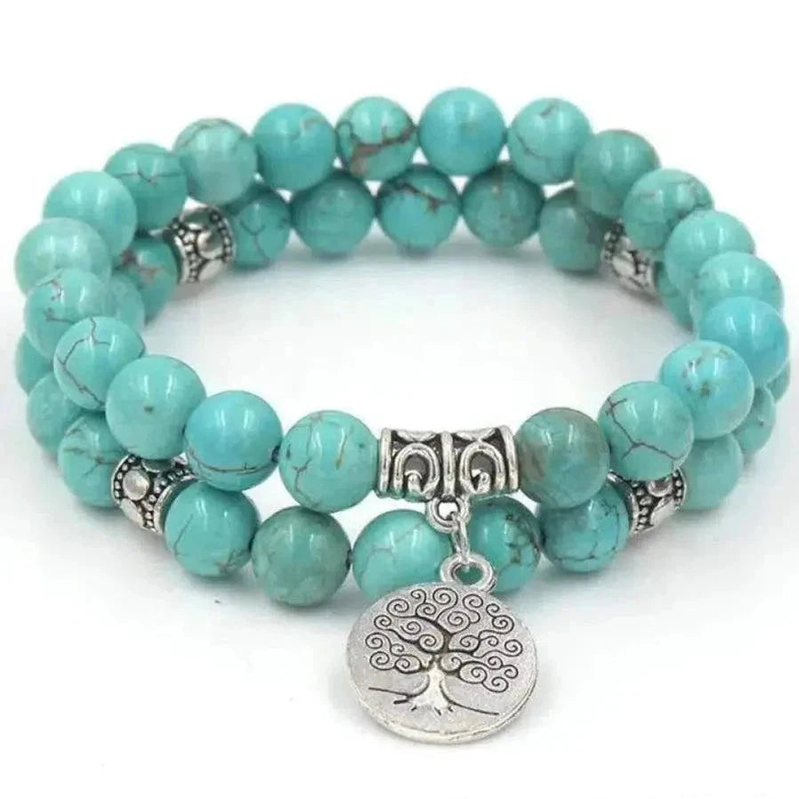 Bracelet Arbre de la Vie "Turquoise" - Mandala Fleur de vie