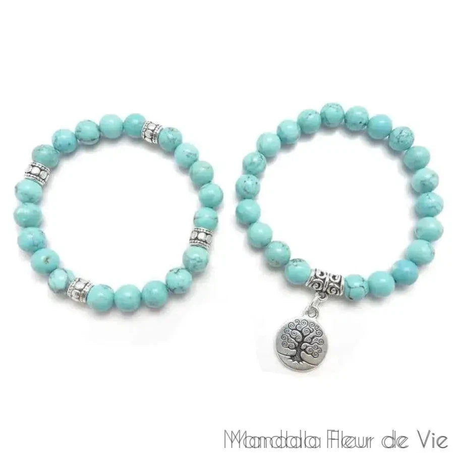 Bracelet Arbre de la Vie "Turquoise" - Mandala Fleur de vie