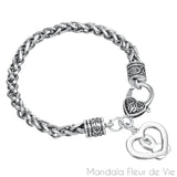 Bracelet Cœur Ruban Rose - Mandala Fleur de vie