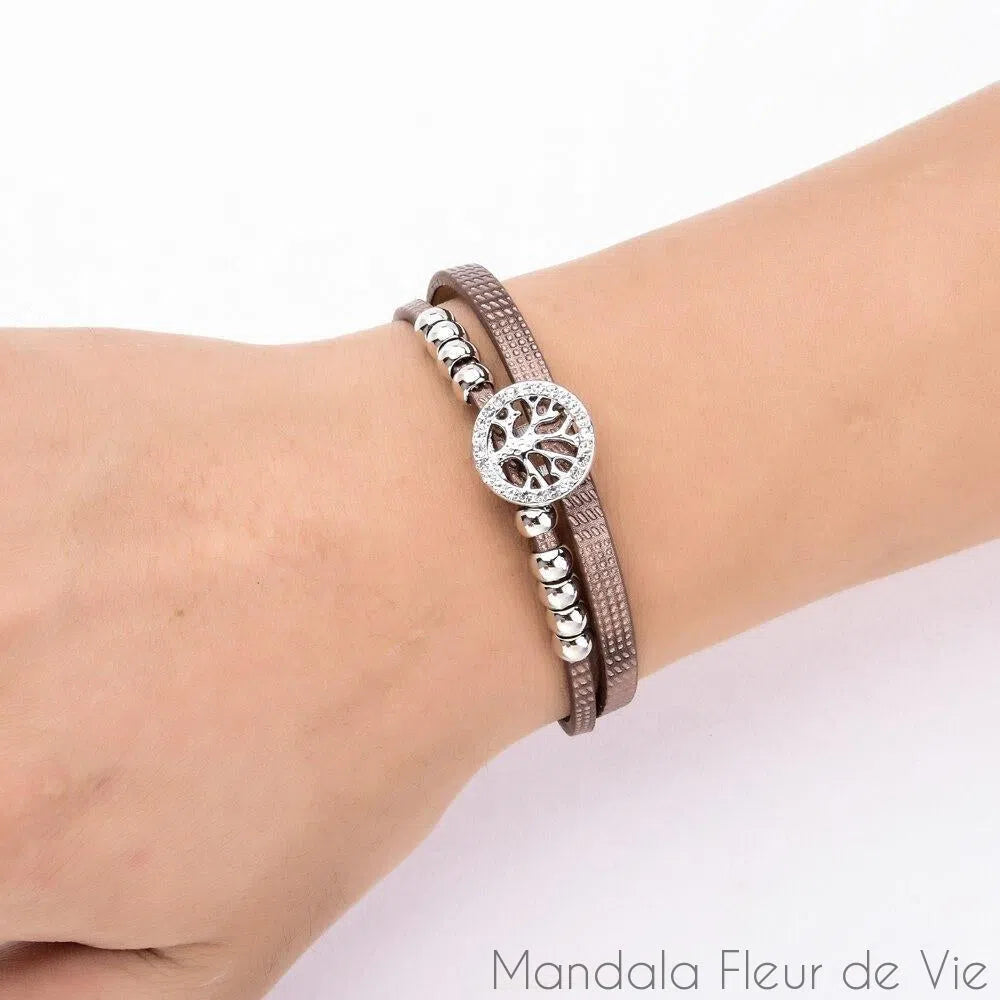 Bracelet Cuir Arbre de Vie