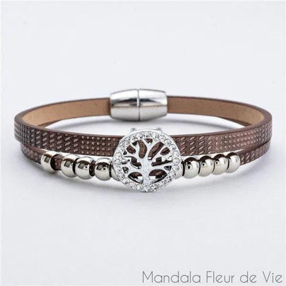 Bracelet Cuir Arbre de Vie