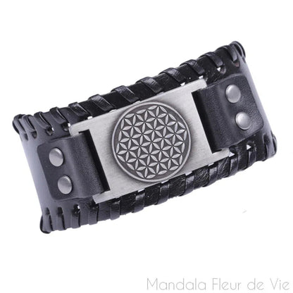 Bracelet Fleur de Vie Vintage Cuir