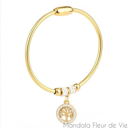 Bracelet Luxe Arbre de Vie en Acier Inoxydable