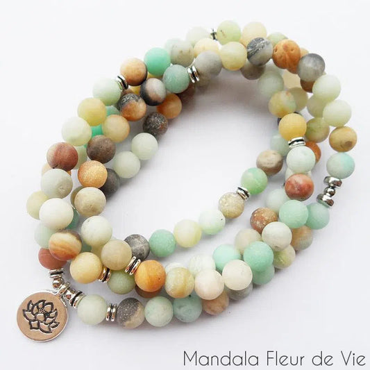 Bracelet Mala Bouddhiste Fleur de Lotus Mandala Fleur de vie