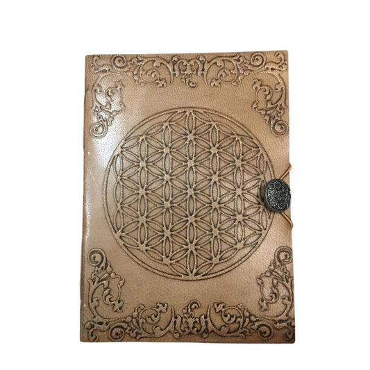 Carnet Fleur de Vie avec  Couverture en Cuir Mandala Fleur de vie