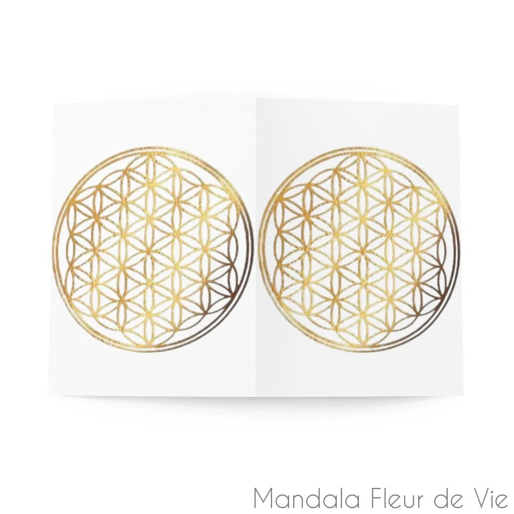 Cartes Fleur de Vie Or fond blanc (8 pcs)