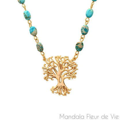 Collier Arbre de Vie "Océan" - Mandala Fleur de vie