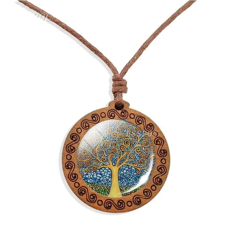 Collier Arbre de Vie en Bois - Mandala Fleur de vie