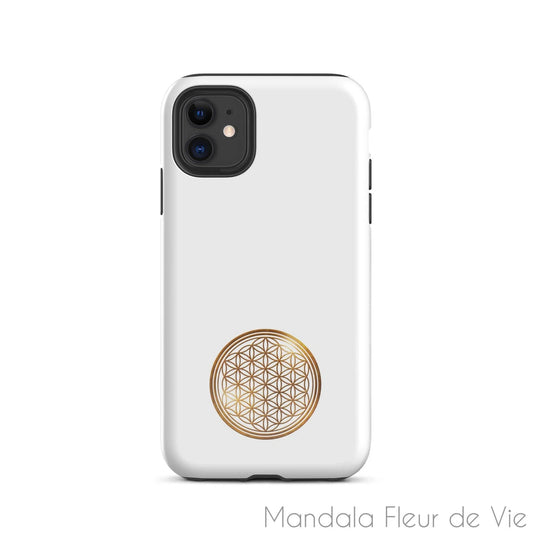 Coque d'iPhone® rigide Fleur de Vie Or - Mandala Fleur de vie