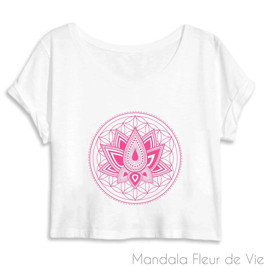 Crop Top Femme Fleur de Vie Lotus Rose