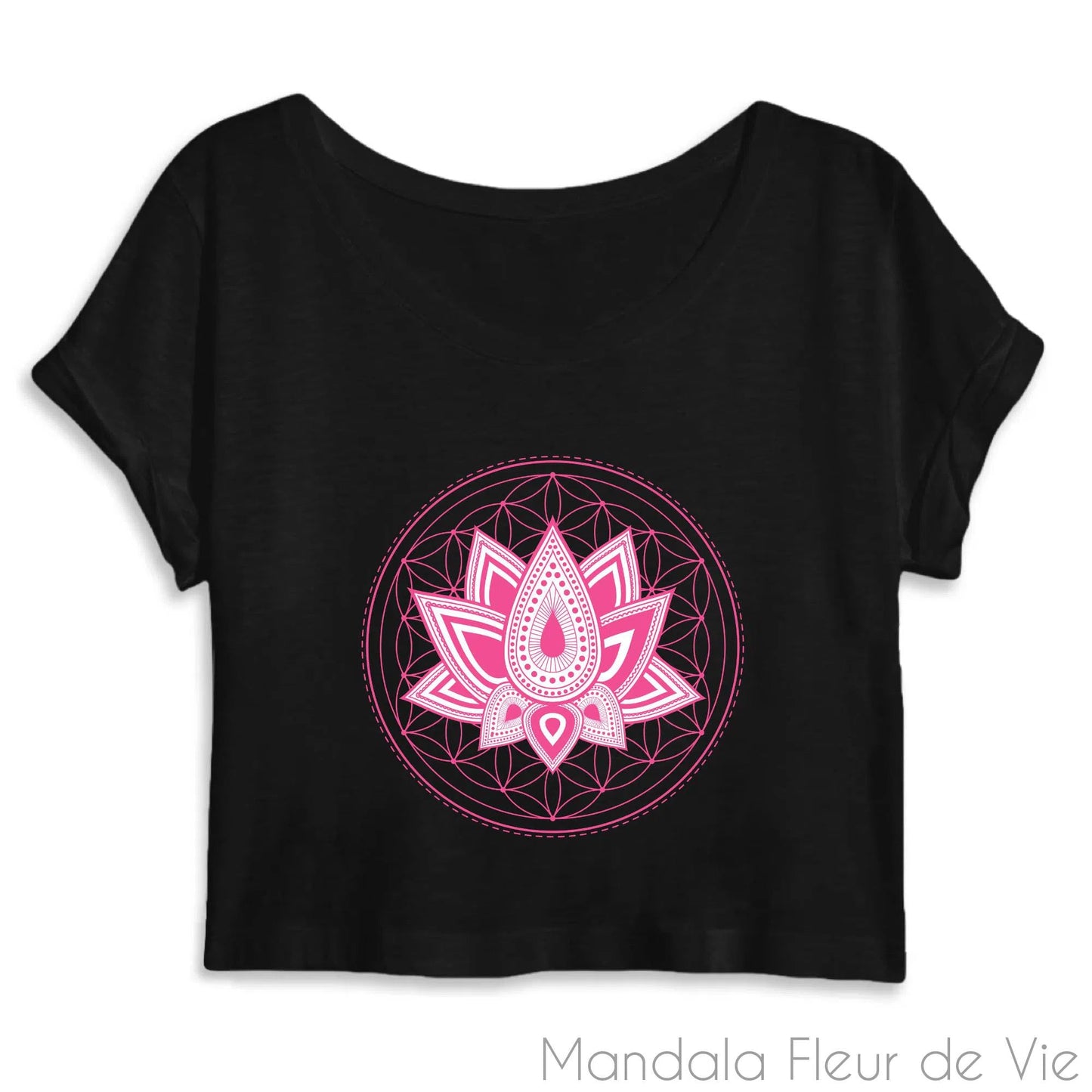 Crop Top Femme Fleur de Vie Lotus Rose