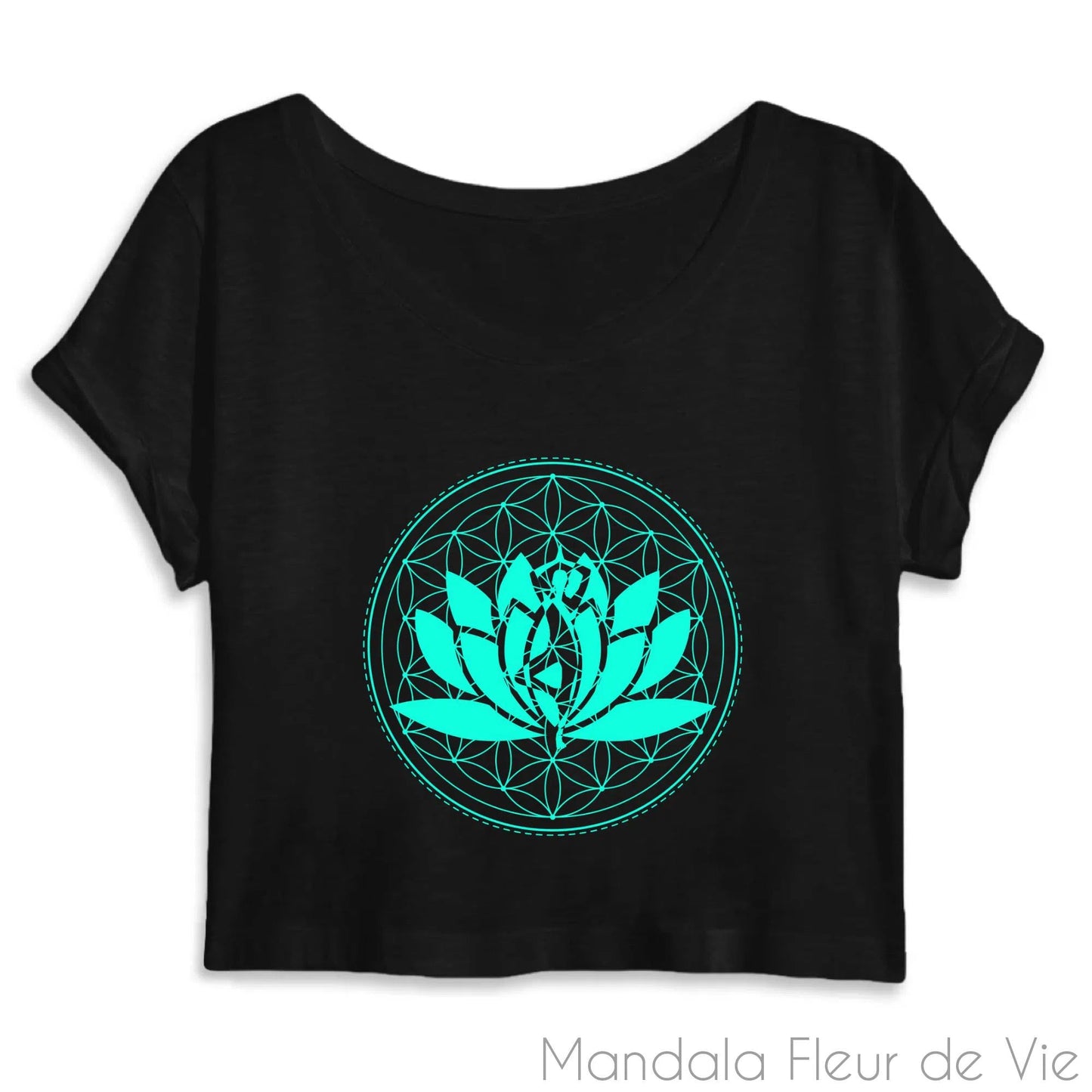 Crop Top Femme Fleur de Vie Yoga Lotus Vert