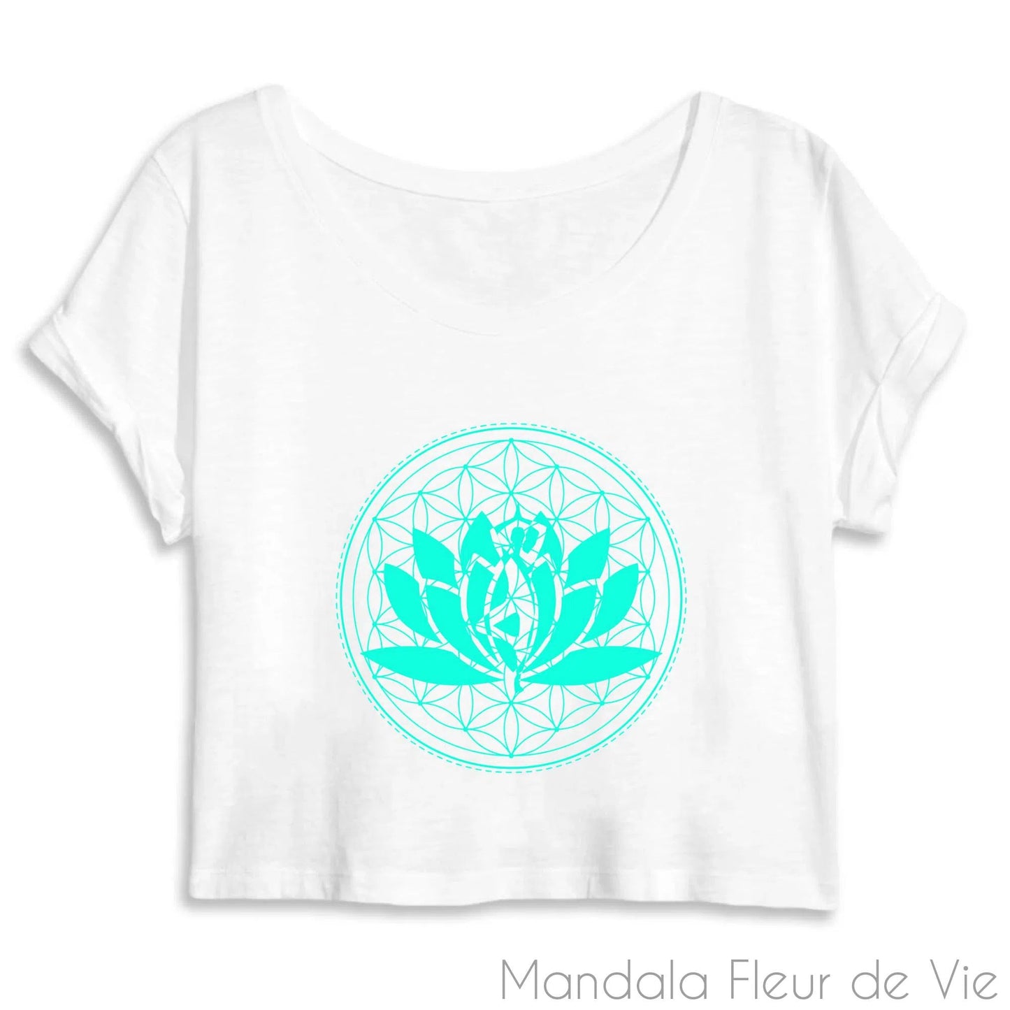 Crop Top Femme Fleur de Vie Yoga Lotus Vert