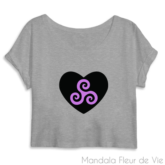 Crop Top Femme Mandala Cœur Triskel Mauve