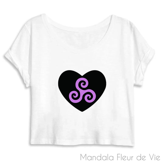 Crop Top Femme Mandala Cœur Triskel Mauve