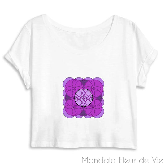 Crop Top Femme Mandala Fleur de Vie Violette