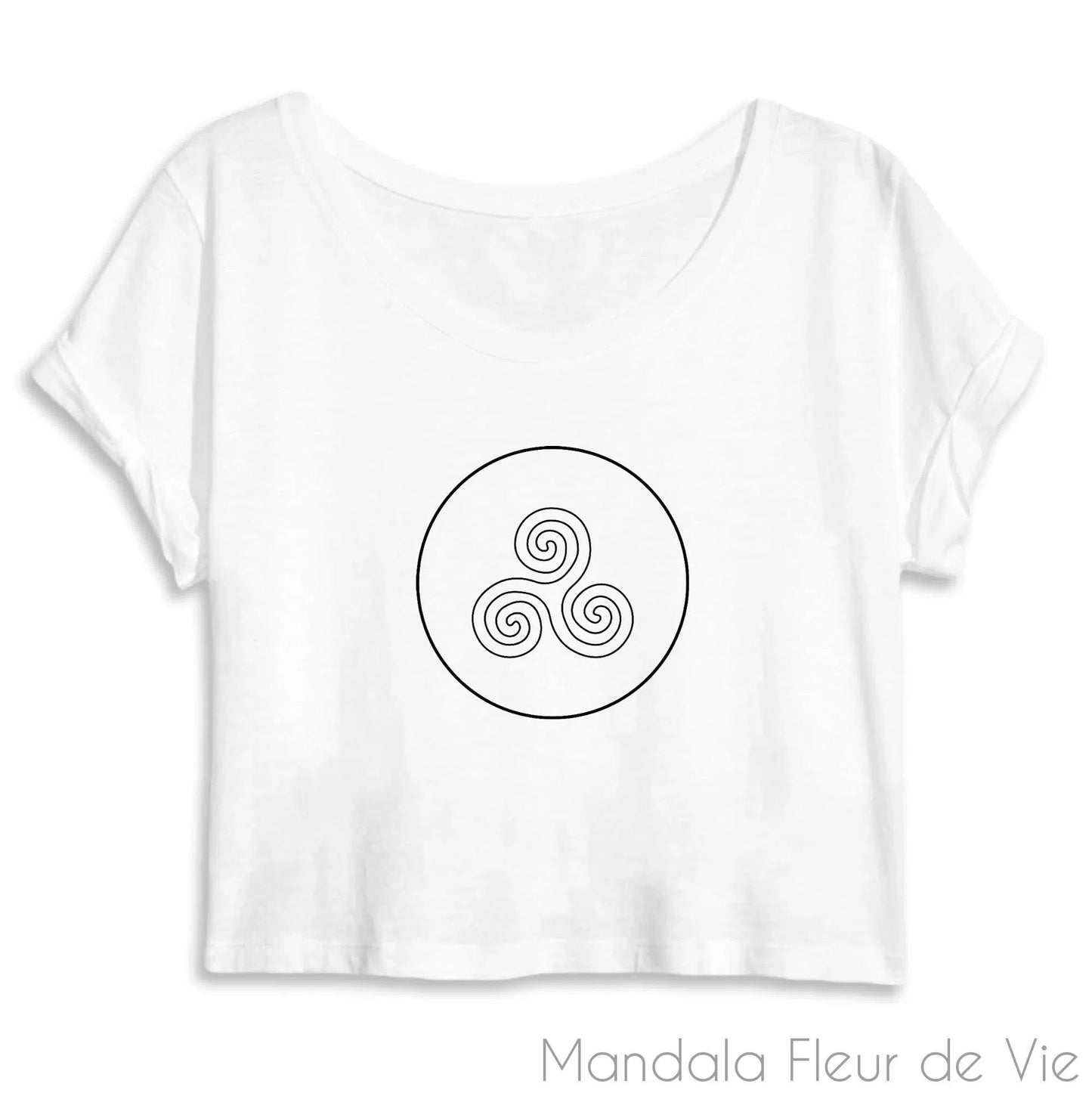 Crop Top Femme Mandala Triskel Noir