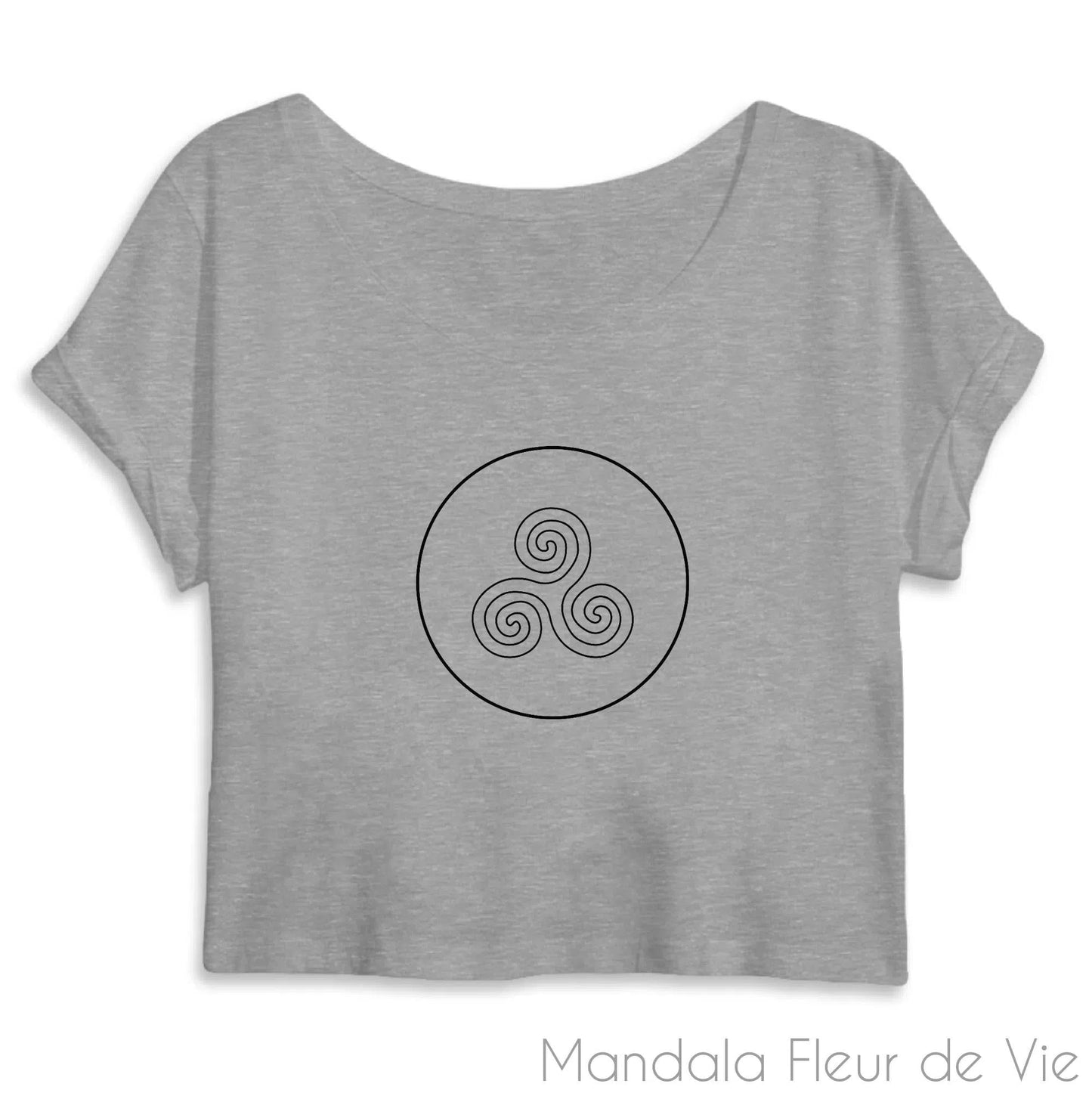 Crop Top Femme Mandala Triskel Noir