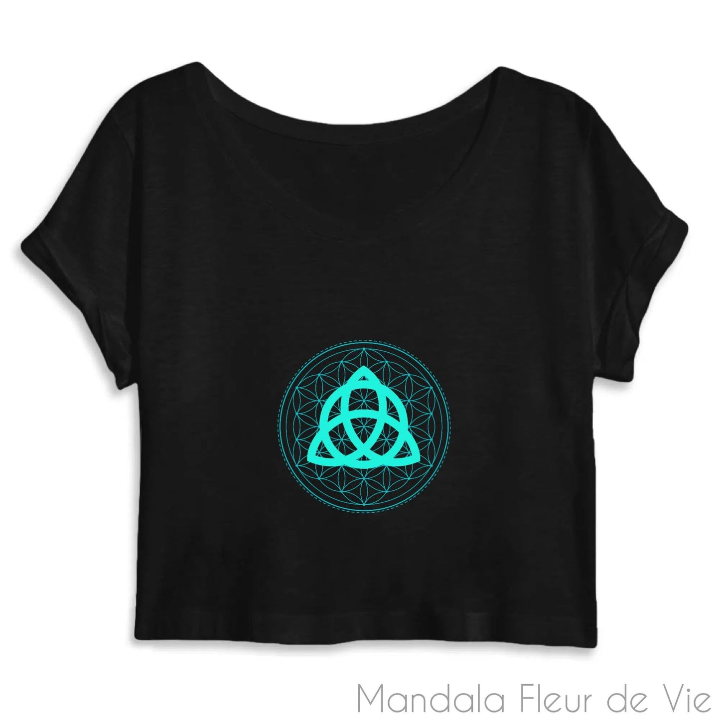 Crop Top Fleur de Vie Triquetra Turquoise