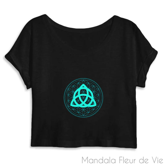 Crop Top Fleur de Vie Triquetra Turquoise