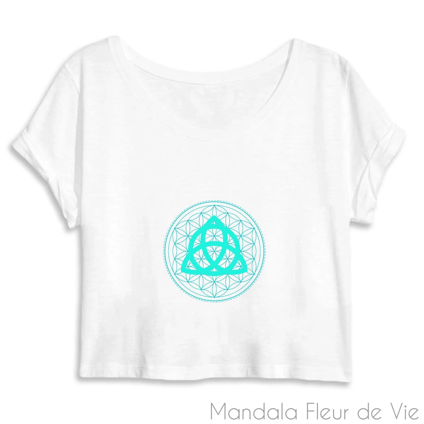 Crop Top Fleur de Vie Triquetra Turquoise