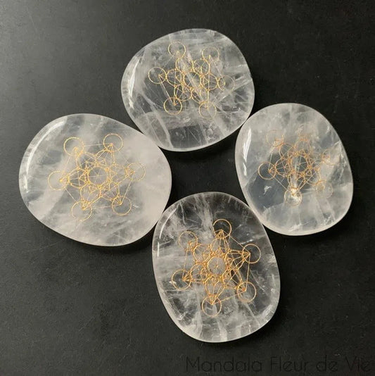 Cube de Metatron gravé sur Cristal de Roche