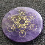 Cube de Métatron gravé sur cristal naturel Mandala Fleur de vie