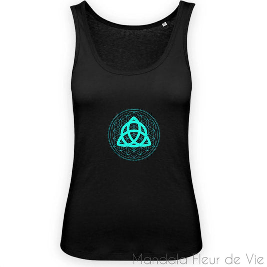 Débardeur Femme Fleur de Vie Triquetra Turquoise