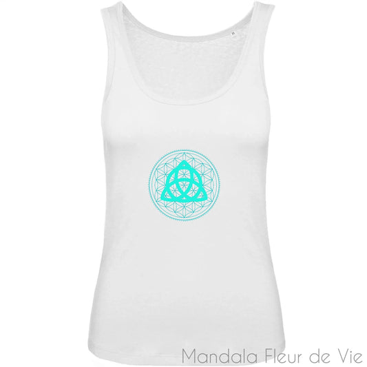Débardeur Femme Fleur de Vie Triquetra Turquoise
