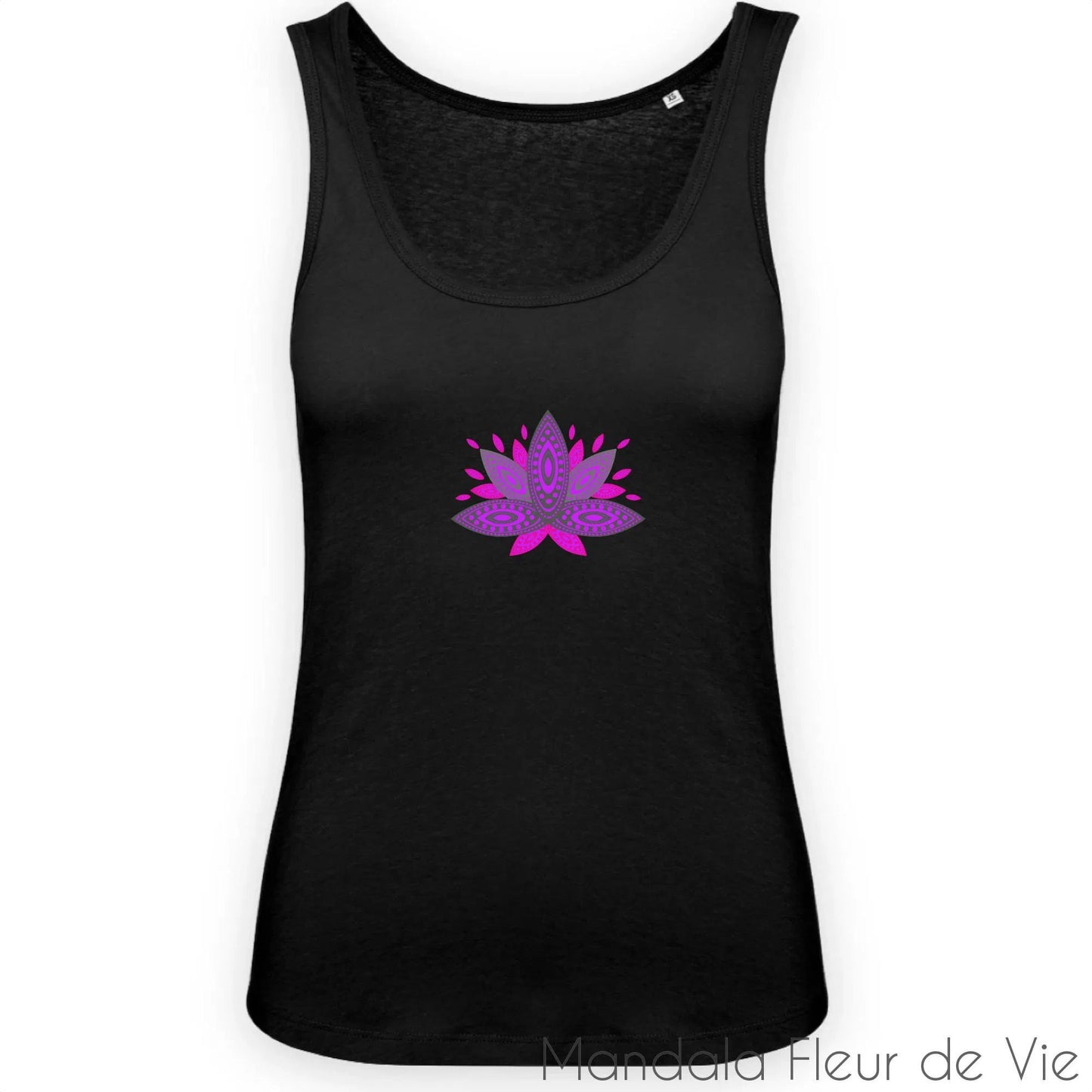 Débardeur Femme en Coton Bio Fleur de Lotus Rose Mandala Fleur de vie