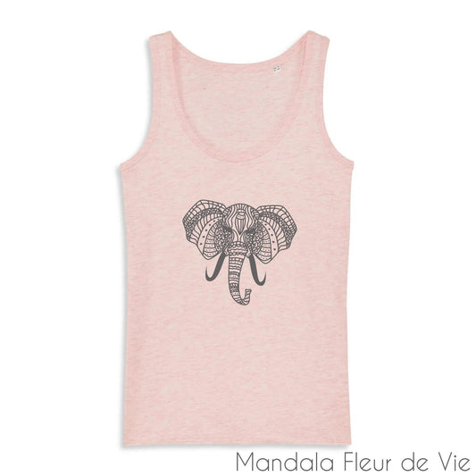 Débardeur Femme en Coton Bio Mandala Eléphant Mandala Fleur de vie