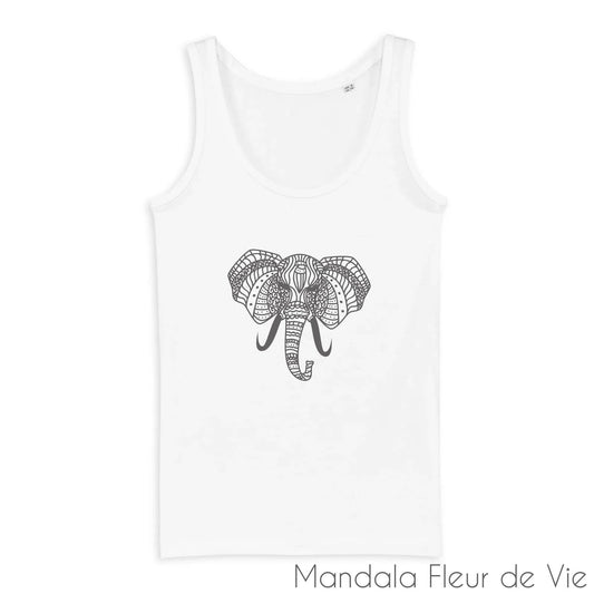 Débardeur Femme en Coton Bio Mandala Eléphant Mandala Fleur de vie