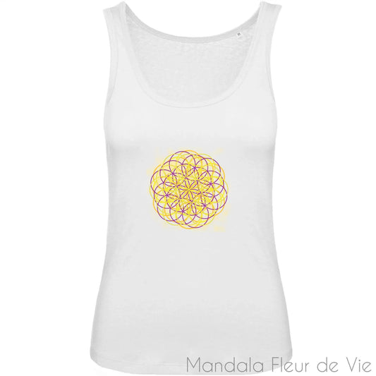 Débardeur Femme en Coton Bio "Feu d'Artifice de Fleurs de Vie"