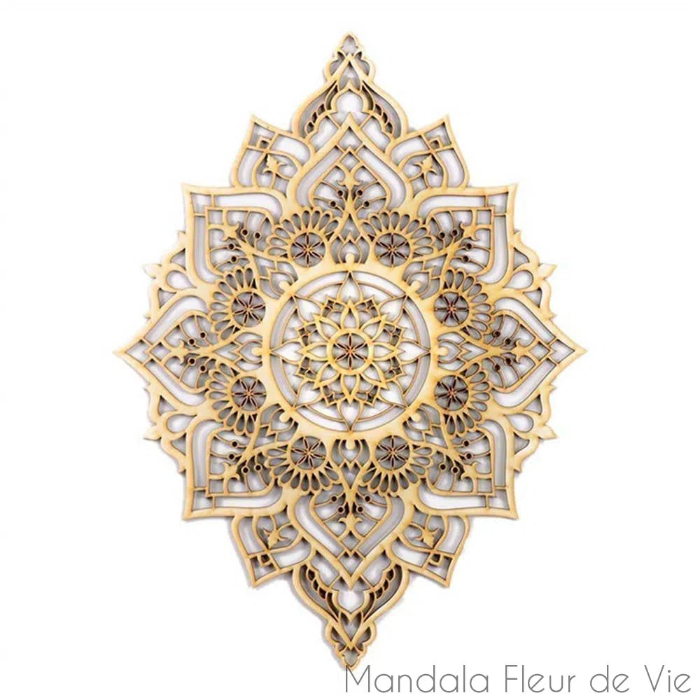 Décoration Mandala Fleur de Lotus en bois