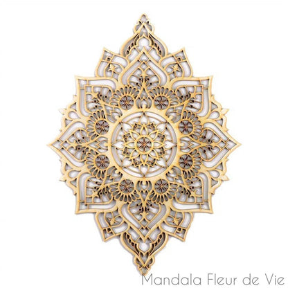 Décoration Mandala Fleur de Lotus en bois