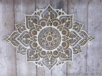 Décoration Mandala Fleur de Lotus en bois