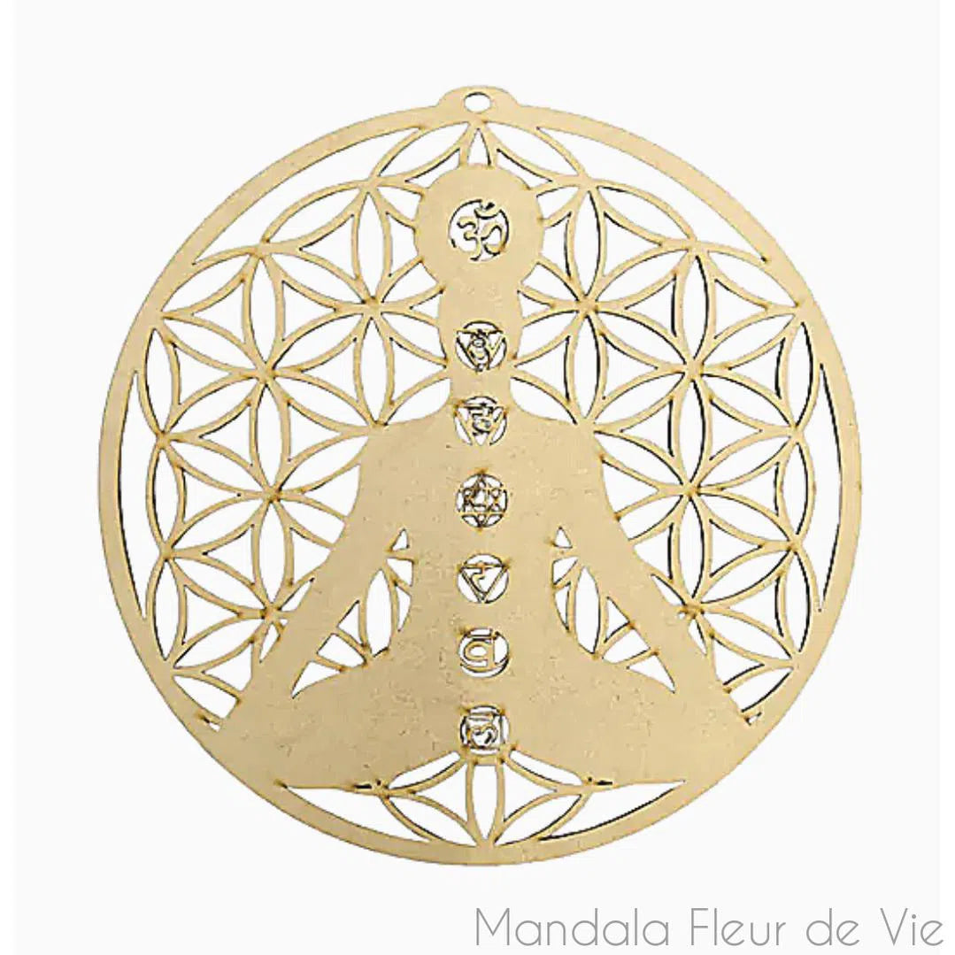 Décoration Murale Fleur de Vie Bouddha 7 Chakras 20 cm - Mandala Fleur de vie