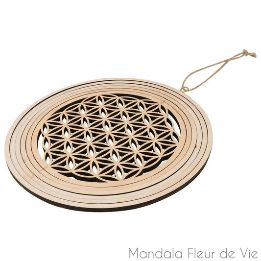 Fleur de Vie en Bois à suspendre - 22cm - Mandala Fleur de vie
