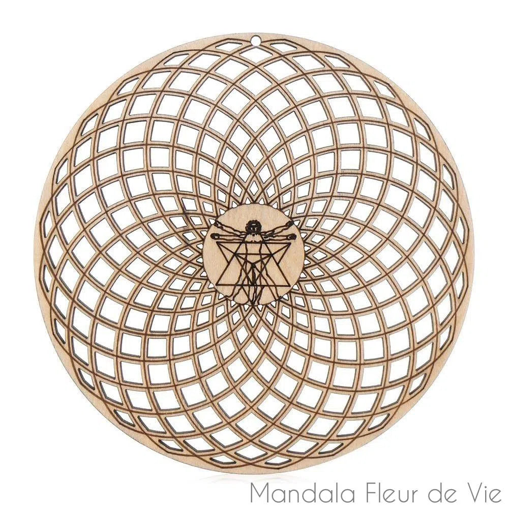 Fleur de Vie en Bois<br> Tore "L'Homme de Vitruve" - Mandala Fleur de vie