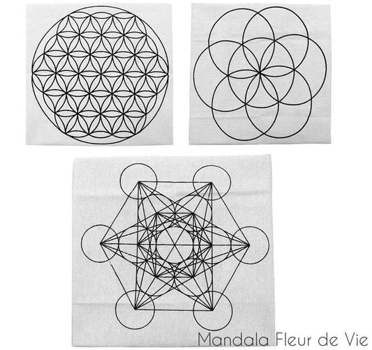 Tissu imprimé Fleur de vie/ Cube de Métatron/Graine de vie Mandala Fleur de vie