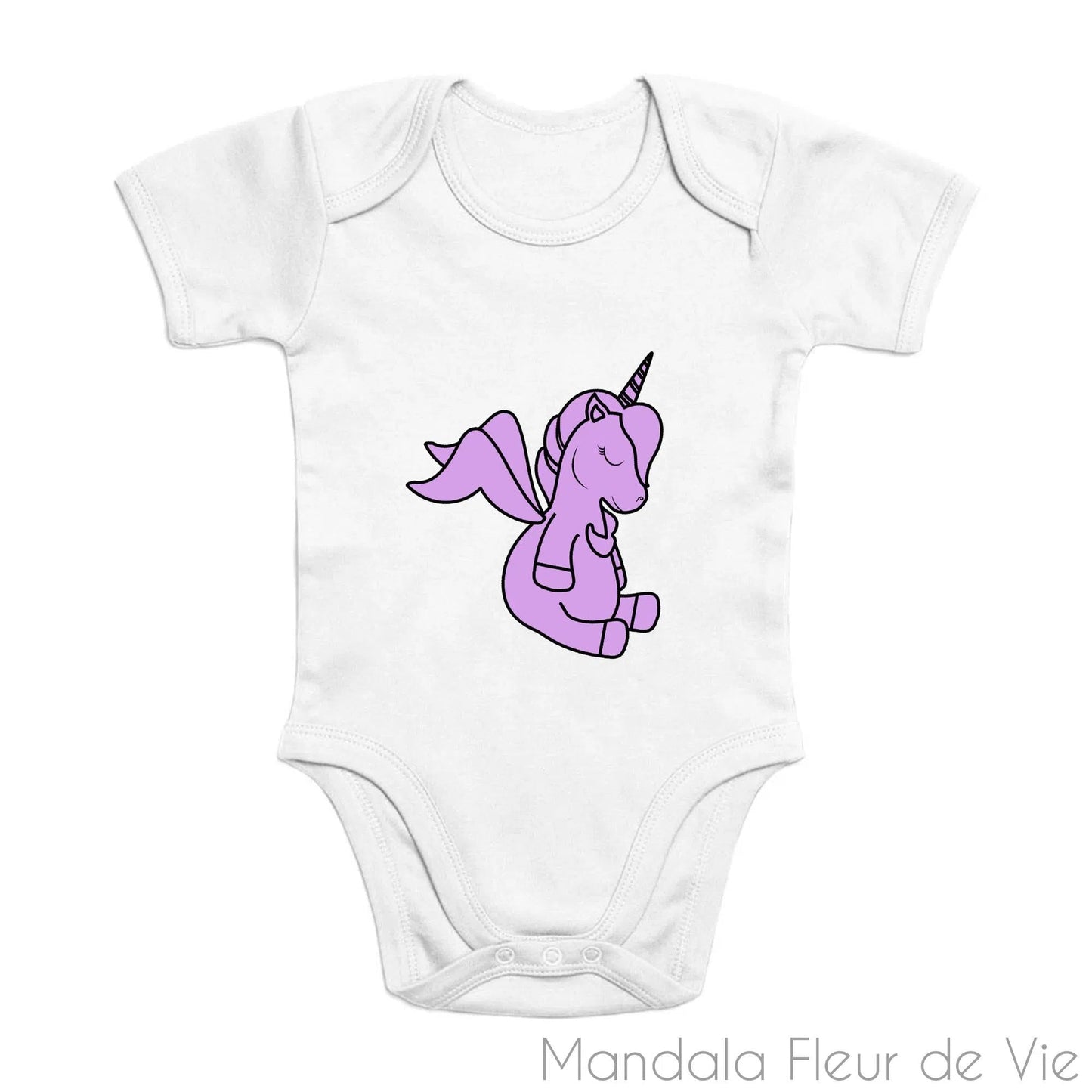 Grenouillère BébéMandala Licorne Mauve