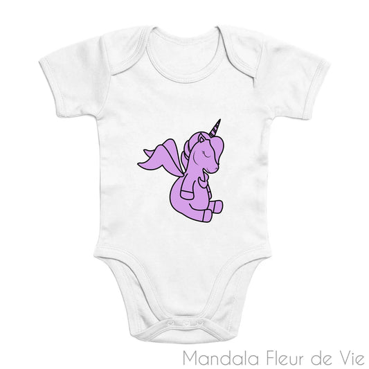 Grenouillère BébéMandala Licorne Mauve