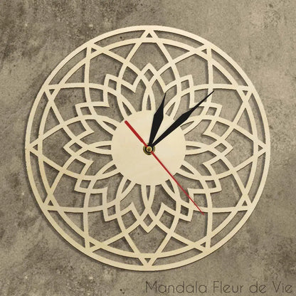 Horloge murale en bois - Mandala Lotus