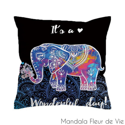 Housse de Coussin Mandala Eléphant Wonderful Day